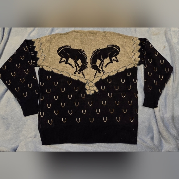 Vintage Bucking Horse and Horseshoes Sweater by Panache - Picture 2 of 3